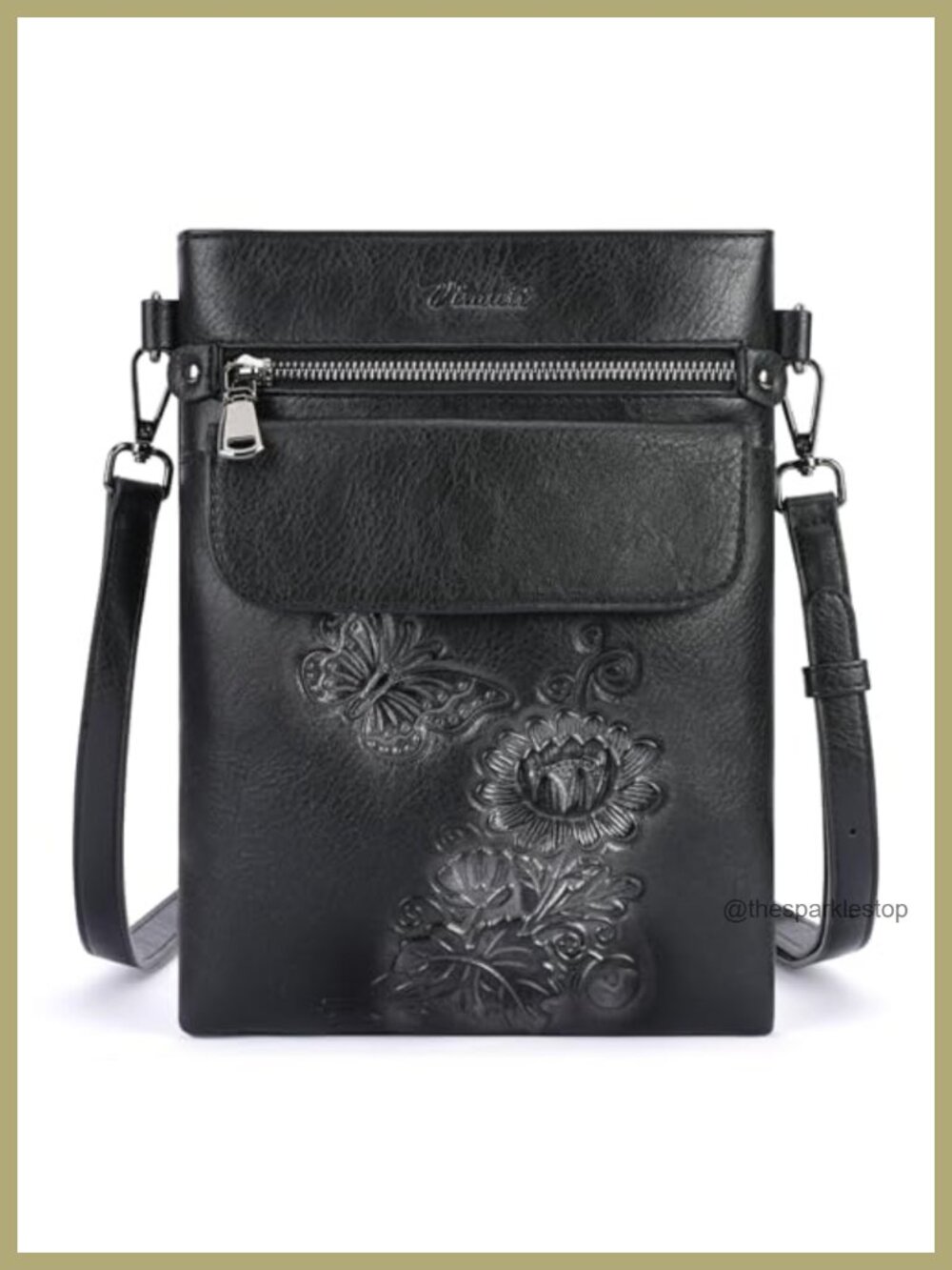 Vegan Leather Multi Pocket Crossbody Purse for Women